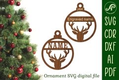 Stag Christmas Ornament SVG laser cut Product Image 1