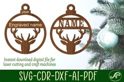 Stag Christmas Ornament SVG laser cut Product Image 2