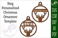 Stag Christmas Ornament SVG laser cut Product Image 3