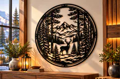 Stag Pine Forest Laser Cut Svg Product Image 1