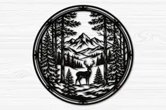 Stag Pine Forest Laser Cut Svg Product Image 2