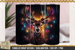 Stag with Christmas Lights Tumbler Wrap / 3D Sublimation PNG Product Image 2