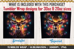Stag with Christmas Lights Tumbler Wrap / 3D Sublimation PNG Product Image 3