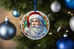 Round Stained Glass Santa Christmas Ornament Product Image 4