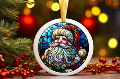Round Stained Glass Santa Christmas Ornament Product Image 1