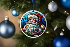 Round Stained Glass Santa Christmas Ornament Product Image 4