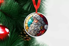 Round Stained Glass Santa Christmas Ornament Product Image 3