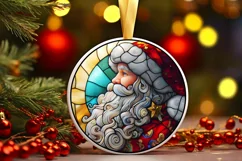 Round Stained Glass Santa Christmas Ornament Product Image 4