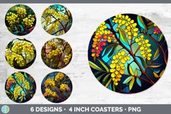 Bundle of six Floral Acacias Round Coaster designs.