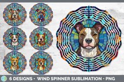 Bundle of six Painted Glass American Staffordshire Wind Spinner designs.