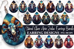 Stained Glass Aries Zodiac flowers Earrings Bundle Product Image 1