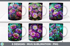 Bundle of six Floral Asters Mug Wrap designs.