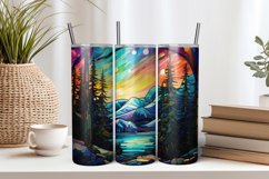 Stained Glass Aurora Borealis 20oz Tumbler Sublimation PNG Product Image 1