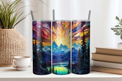 Stained Glass Aurora Borealis 20oz Tumbler Sublimation PNG Product Image 1