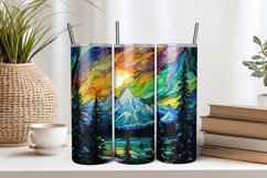 Stained Glass Aurora Borealis 20oz Tumbler Sublimation PNG Product Image 1