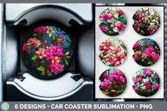 Bundle of six Watercolor Azaleas Car Coaster designs.