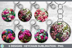 Bundle of six Watercolor Azaleas Keychain designs.