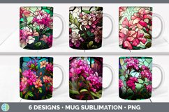 Bundle of six Watercolor Azaleas Mug Wrap designs.