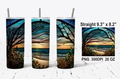 Stained Glass Beach Tumbler Wrap, Sublimation Tumbler Wrap Product Image 1