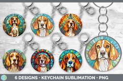 Bundle of six Painted Glass Beagles Keychain designs.