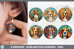 Bundle of six Painted Glass Beagles Round Earrings designs.