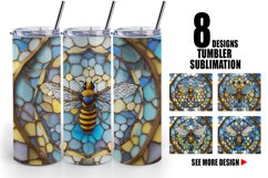 Stained Glass Bee | Tumbler Sublimation Wrap Product Image 1