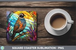 GorgeousStained Glass Bird Square Coaster design.