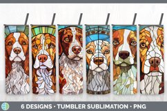 Bundle of six Painted Glass Brittany Dogs Tumbler designs.