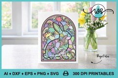 Stained Glass Floral Easter Bunny SVG &amp; Printable Product Image 5
