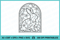 Stained Glass Floral Easter Bunny SVG &amp; Printable Product Image 2