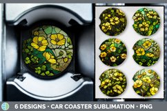 Bundle of six Watercolor Buttercups Car Coaster designs.