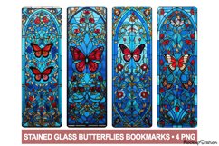 Butterfly Bookmarks PNG Printable | Vintage Stained Glass Product Image 1