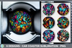 Bundle of six Painted Glass Butterflies Car Coaster designs.