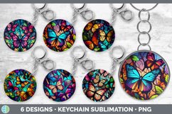 Bundle of six Painted Glass Butterflies Keychain designs.