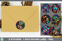 Bundle of six Painted Glass Butterflies Stickers designs.