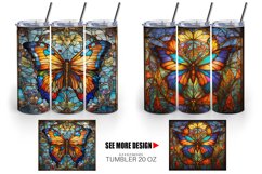 Stained Glass Butterfly Tumbler Sublimation Wrap Product Image 4