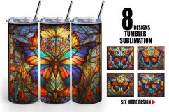 Stained Glass Butterfly Tumbler Sublimation Wrap Product Image 1