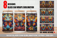 Stained Glass Butterfly Glass Can Wraps Product Image 1