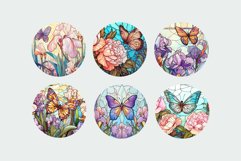 Stained Glass Butterfly Round Earrings Sublimation Bundle