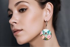 Stained Glass Butterfly Round Earrings Sublimation Bundle