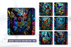 Stained Glass Butterflies Square Coaster Sublimation Design Product Image 1