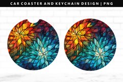 Stained Glass Keychain And Car Coaster Sublimation Design Product Image 1