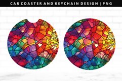 Stained Glass Keychain And Car Coaster Sublimation Design Product Image 1