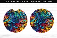 Stained Glass Keychain And Car Coaster Sublimation Design Product Image 1
