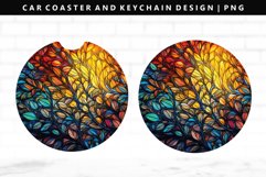 Stained Glass Keychain And Car Coaster Sublimation Design Product Image 1