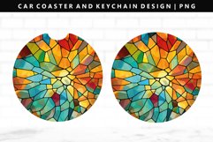Stained Glass Keychain And Car Coaster Sublimation Design Product Image 1