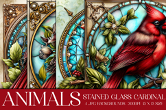 Cardinal Background, Stained Glass Cardinal Backgrounds, s1 Product Image 1