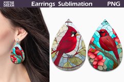 Cardinal Stained Glass Teardrop Earrings | Cardinal earrings Product Image 1