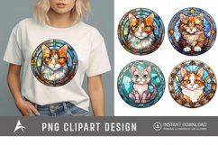 Watercolor Stained Glass Cat Clipart Product Image 1