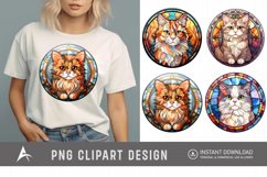 Watercolor Stained Glass Cat Clipart Product Image 1